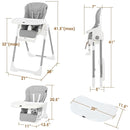 INFANS High Chair for Babies & Toddlers, Foldable Highchair with Multiple Adjustable Backrest Footrest Seat Height, Removable Tray, Detachable PU Leather Cushion Wheels (with Booster, Light Grey) by TinyTreasures Baby Boutique