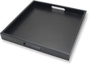 Square Wood Serving Tray with Handle, Ottoman Decorative for Home, 16x16 inches Black by CozyNest Decor