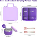Bento Lunch Box with 8oz Soup Thermo, Kids Leakproof Lunch Food Containers with 4 Compartment, Kids Thermo Insulated Hot Food Jar for School, Trvael (Purple) by TinyTreasures Baby Boutique