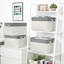 Organization and Storage Basket for Organizing - Large 4 Pack 16x12x8 inch Fabric Storage Cube Collapsible Baskets for Shelves, Storage Bins for Cloth Books (Grey & White) by CozyNest Decor