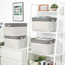 Organization and Storage Basket for Organizing - Large 4 Pack 16x12x8 inch Fabric Storage Cube Collapsible Baskets for Shelves, Storage Bins for Cloth Books (Grey & White) by TinyTreasures Baby Boutique