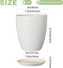 8 Inch Ceramic Planter Pot Round Plant Pot with Drainage Hole and Saucer Modern Flower Pot for Indoor Outdoor Plants White by GreenHaven Gardens
