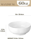 MALACASA Large Serving Bowls - 60 OZ (8") Salad Bowls Set of 2, White Mixing Bowls for Kitchen, Soup, Pasta and Dinner, Large Salad Bowls Set, Dishwasher & Oven Safe, Series REGULAR by CozyNest Decor