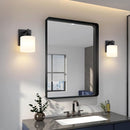 Matte Black Milk Glass Wall Sconces, 1 Pack Hardwired Indoor Wall Light Fixtures for Living Room, Hallway, Bedroom, Ceramic E26 Sockets (Bulbs Not Included) by CozyNest Decor