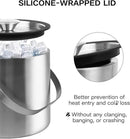 3L Double Wall Ice Bucket with Silicone Lid, Tongs & Scoop Insulated Ice Buckets for Parties & Cocktail Bar,[Silicone Lid for Longer Ice] Large Wine Bar Bucket Stainless Champagne Chiller by CozyNest Decor