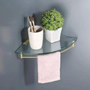 KES Glass Corner Shelf Bathroom Shelf Tempered Glass with Rail SUS 304 Stainless Steel Floating Wall Mount Bracket Brushed Gold, BGS2101A-BZ by CozyNest Decor