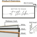 SRSZHIYUE Better To Wake At The Lake Wall Decor Above Bed Sign 40"×15" for Lake House Bedroom Over Bed Large Wood Framed Wall Hanging Art (Black) by CozyNest Decor