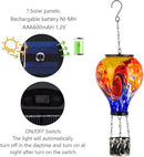 Starsoul Solar Hot Air Balloon Lantern with Flame Tie-Dye Style Hot Air Balloon Lamp Glass Outdoor Solar Hanging Lantern Waterproof for Garden Yard Patio by GreenHaven Gardens