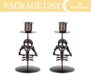 Romadedi Candle Holder for Halloween Decor: Set of 2 Black Gothic Skull Taper Candlestick Table Centerpiece Decorations Spooky Party Dinning Room Home Indoor by CozyNest Decor