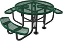 Heavy-Duty Portable Outdoor Picnic Table with Umbrella Hole, Expanded Metal Patio Dining Furniture Made in America (46" Round Top, Textured Green) by CozyNest Decor