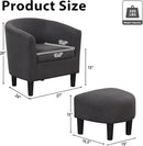 INZOY Modern Accent Chair with Ottoman for Small Space, Club Chair with Ottoman Set, Comfy Fabric Barrel Reading Chairs for Living Room Bedroom, Round Reading Chair with Foot Rest, Dark Grey by CozyNest Decor