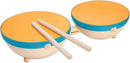 PlanToys Toddler Musical Instruments - Double Drum Set with Drumsticks, Made with Natural Rubber-Coated Fabric and Rubberwood for Motor Skills Development (Orange) by TinyTreasures Baby Boutique