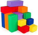Toddler Foam Buliding Blocks - 12 Piece Fabric Covered 9x4x3inch Stacking Block Sets - Colourful Soft Play Set for Kids Idea for Building and Throwing Fun by TinyTreasures Baby Boutique