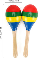 2 Pcs Maracas, Hand Percussion Rattles for Kids, Wooden Rumba Shaker Hand Musical Instruments with Clear Rhythm for Kids Adults Playing (Colorful) by TinyTreasures Baby Boutique