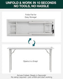 Frylr Small Folding Computer Desk – 55.1 Inch Portable Table for Craft and Study, Lightweight Desk for Small Spaces, Foldable Laptop Table Built-in AC/USB Outlets for Convenience, White by CozyNest Decor