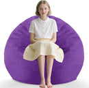 2FT Bean Bag Chair, Comfy Bean Bag Chairs with Memory Foam Filled, Fluffy Beanbag Sofa with Dutch Velvet Cover, Teardrop BeanBag Chairs for Living Room, Playroom - Purple by TinyTreasures Baby Boutique