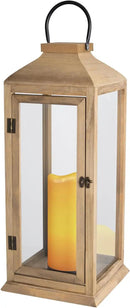 Large New Zealand Pine Lantern With Flameless Pillar Candles - IP65 Waterproof Decorative for Home Decor, Indoor Outdoor, Front Porch, Garden, Farmhouse Style by CozyNest Decor