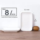 DELLING 8in White Rectangular Serving Plates-Large Serving Platter Set Salad Plates - Big Serving Trays for Parties Meat, Sushi, Dinner Plate Oven Safe Dinnerware Set of 3 by CozyNest Decor
