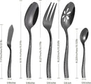 Stainless Steel Silverware Serving Set Hammered Black Mirror Finished 5 Piece Serving Utensil Set Flatware Set by CozyNest Decor