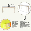 IC International Concepts Extended Length Shaker Console Table, 60" W x 16" D x 30" H Real/Solid Parawood, Kitchen/Dining, 50 Lbs. Wt. Capacity, DIY, Paint/Stain In Any Color, Unfinished by CozyNest Decor