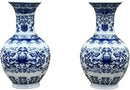 Set of Two Blue and White Porcelain Wall Vases for Flowers – Handmade Chinoiserie Ceramic Wall Mounted Flower Vase, Decorative Hanging Vases for Living Room, Bookshelf & Indoor Décor by CozyNest Decor