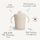 mushie Trainer Sippy Cup | Made in Denmark | Leak Resistant Twist-Off Lid & Handles | 6 Months + (Cloud) by TinyTreasures Baby Boutique