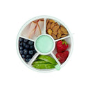 GoBe Kids Small Snack Spinner Flip Bundle with Hand Strap and Sticker Sheet - Reusable Snack Container with 5 Compartment Dispenser and Lid | BPA/PVC Free | Dishwasher Safe | No Spill- Mint Green by TinyTreasures Baby Boutique
