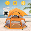 Baby Pop Up Playpen with Canopy, Pop Up Baby Pop Up Tent with Safety Lock, Portable Toddler Play Yard with Travel Bag, 6 Ground Stakes, 6 Sand Stakes by TinyTreasures Baby Boutique