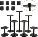 Set of 7 Metal Black Candle Holders, Assemblable Pillar and Taper Candlesticks, Halloween Fall Thanksgiving Day Dining Table Centerpieces Decor, Mantle Fireplace Candle Sticks Decorations by CozyNest Decor