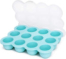 12x1.5oz Baby Food Freezer Tray with Clip Lid Light Green | Food Grade Silicone Storage Containers for Purees & Vegetables by TinyTreasures Baby Boutique
