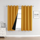 ChrisDowa 100% Blackout Curtains for Bedroom with Black Liner, 2 Thick Layers Total Blackout Thermal Insulated Grommet Window Curtains 2 Panels Set (Mustard Yellow, 52 x 63 Inch) by TinyTreasures Baby Boutique