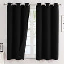 ChrisDowa 100% Blackout Curtains for Bedroom with Black Liner, 2 Thick Layers Total Blackout Thermal Insulated Grommet Window Curtains 2 Panels Set (Black, 42 x 63 Inch) by TinyTreasures Baby Boutique
