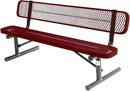 Heavy-Duty Portable Outdoor Bench Thermoplastic Coated, Expanded Metal, Commercial-Grade Seating, Made in America (Portable with Back, 6 Ft, Textured Burgundy) by GreenHaven Gardens