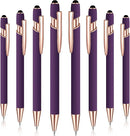 8 Pieces Ballpoint Pen with Stylus Tip Black Ink 2 in 1 Stylus Metal 1.0 mm Medium Point Smooth Pen Rainbow Colorful Rubberized Ballpoint for Touch Screen Tablet(Purple) by TinyTreasures Baby Boutique