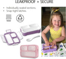 Kids Glitter Snack Container - Mini Bento Lunch-Box, Small Leakproof Container Boxes for Toddlers Girls Snacks Lunches, 3 Compartment - School Daycare Portion Containers, Pink Purple Sparkle Set of 2 by TinyTreasures Baby Boutique
