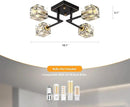 Modern Crystal Ceiling Light,Semi Flush Mount Ceiling Light Fixture with 4-Lights,Black and Gold Sputnik Chandeliers for Bedroom,Dining Room,Farmhouse Kitchen,Office,Entryway Hallway by CozyNest Decor