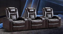 CANMOV Electric Power Recliner Chair Set of 3, Breathable Leather Home Theater Seating with Hidden Arm Storage, Power Recliner Chair with USB Ports and Cup Holders for Living Room,Brown by CozyNest Decor