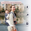 BabbleRoo Grow Carrier – Safety-Certified 6-in-1 Baby Carrier with Hip Seat, Ergonomic & Adjustable Toddler Carrier 7-50 lbs with Hip Support, Hood for Sun Protection, Newborn to Toddler, Navy Hearts by TinyTreasures Baby Boutique