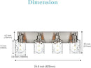 BONLICHT 4-Light Bathroom Vanity Light Fixture Brushed Nickel Industrial Wall Sconce Lighting with Hammered Glass Shade for Living Room Bedroom Hallway Porch Workshop Dressing Table by CozyNest Decor