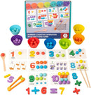 Montessori Arithmetic Math Toy Set, Toddler Wooden Montessori Toys for 2 3 4 5 6 Years Old, Number Cognitive Clip Bead Matching Game, Boy Girl Birthday Gift by TinyTreasures Baby Boutique
