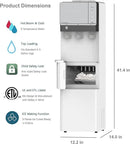 IKT 3 in 1 Water Cooler Dispenser with Ice Maker for 5 Gallon Bottle 27 lbs in 24 hrs 3 Temperature Night Light Perfect for Home Office White by CozyNest Decor