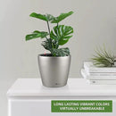 Dexceder 9x8 Inches Self Watering Planter Metallic Matte Indoor Outdoor, Inner Pot Design, Thickened Table Flower Plant Pot with Water Level Indicator (Smoky Gray) by CozyNest Decor