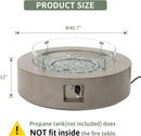 COSIEST Outdoor Propane Fire Pit Coffee Table w Gray 42 inch Round Base Patio Heater, CSA Certified, 50,000 BTU Stainless Steel Burner, Wind Guard, Transparent Gray Fire Glass, Rain Cover by GreenHaven Gardens