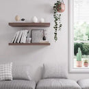 Floating Shelf, Set of 2 Wall Shelf, 30 in W x 12.75 in D x 2 in H Wooden Floating Wall Shelf with Invisible Brackets for Living Room/Bedroom/Bathroom/Kitchen Storage and Decor, Walnut by CozyNest Decor