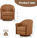 360° Swivel Accent Chair, Modern Leather Barrel Club Chair with Leather Upholstery and Sturdy Wood Base, Comfortable Armchair for Living Room, Bedroom, Reading Nook, Brown by CozyNest Decor