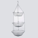 3-Tier Wire Fruit Hanging Basket 2 Packs, non-Punching Wall Hanging Storage, Kitchen Bathroom Organization Basket, Suitable for Bathroom, Kitchen, Closet, Garden, Chrome by CozyNest Decor