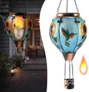 Hot Air Balloon Solar Lantern - Simulated Flickering Flame Hummingbird Glass Lantern, Outdoor Hanging Sunflower Yard Light Waterproof IP65 & Weather Resistant for Garden Patio Lawn Porch Decor Gfit by GreenHaven Gardens