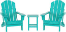 WO Home Furniture Adirondack Chairs Table Set of 3 PCS Outdoor Folding Chairs Side End Table Weather/UV Resistant for Lawn, Garden, Bon Fire, Balcony (Turquoise) by GreenHaven Gardens