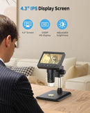 Digital Microscope, Coin Microscope with Light Adjustable Brightness 4.3" HD LCD Screen, 1000X Zoom PC View, Compatible with MacOS & Windows - Black by TinyTreasures Baby Boutique