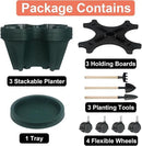 Vertical Planter 3 Tier Stackable Planters Garden Planters Strawberry Herb Flower and Vegetable Planter Indoor Outdoor Gardening Pots with Removable Wheels and Tools by GreenHaven Gardens